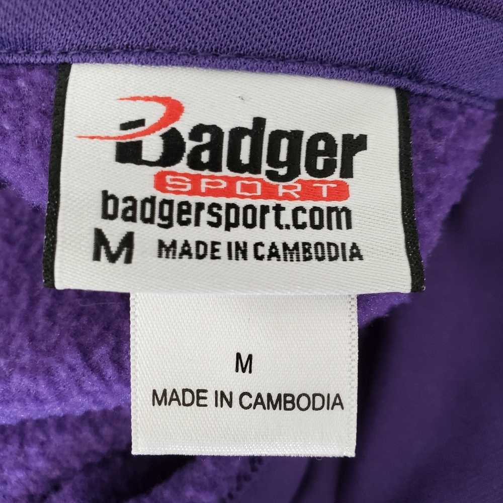 Badger Sport Quarter Zip Sweatshirt w/Pockets Purple Size M - Picture 4 of 4